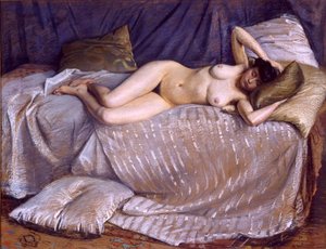 Femme nue étendue sur un divan